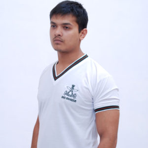 P.T Vest White  With Regimental stripes & Crest Embed
